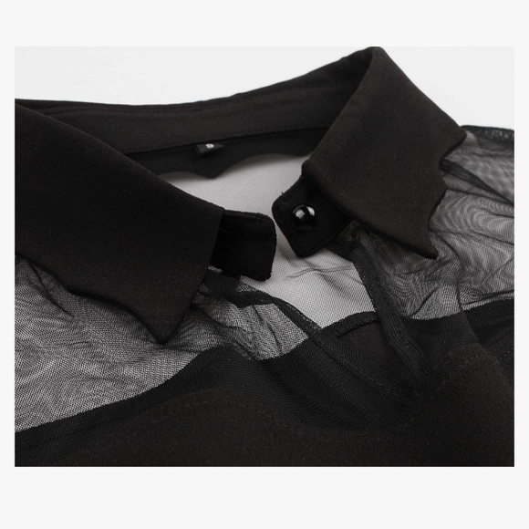 NWOT Women's Keyhole Mesh Bell Long Sleeve Gothic Cocktail Dress - Picture 3 of 3